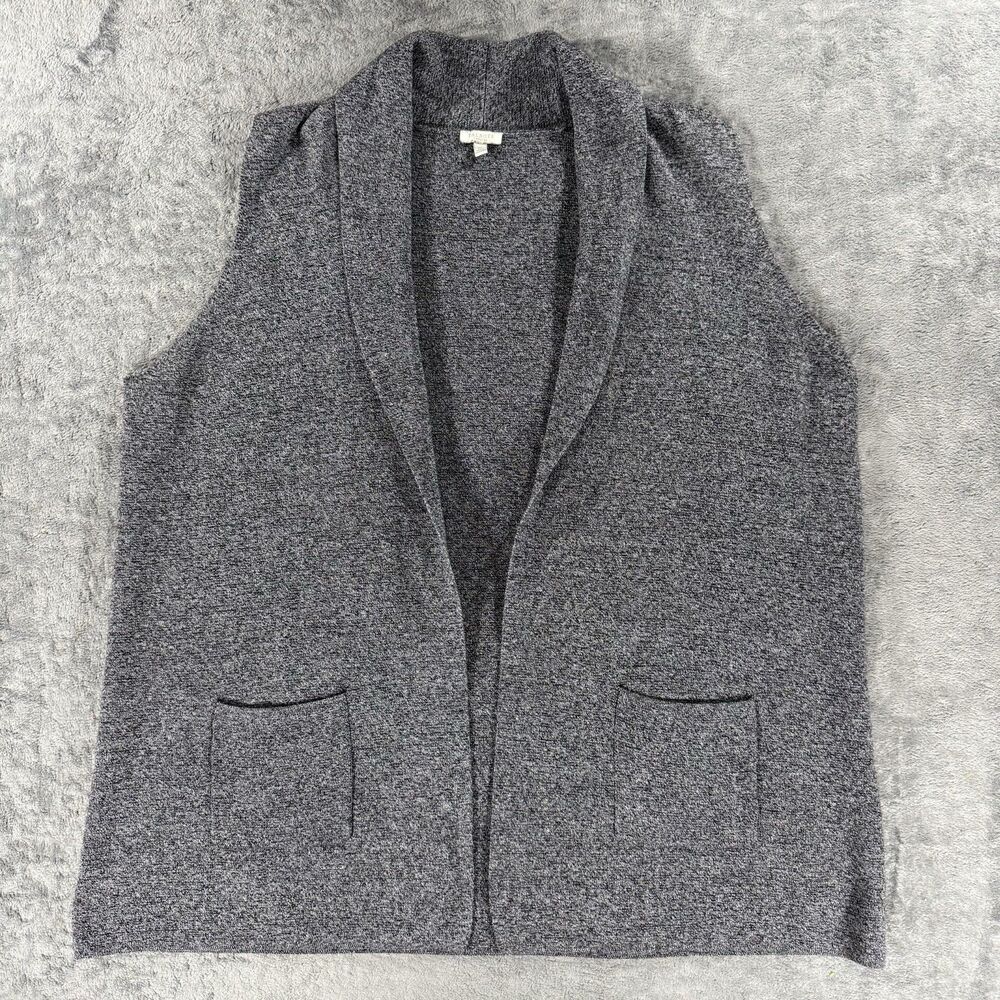 Talbots Plus Shawl Collar Cardigan Women’s 2X Sleeveless Open Front Pockets Gray